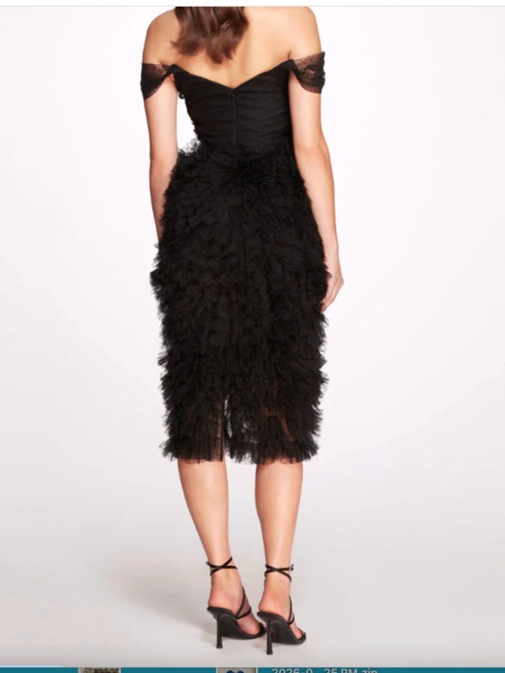 Marchesa Notte Sprinkled Dotted Tulle Textured Cocktail Midi Dress 14 NWT Black - Picture 3 of 8